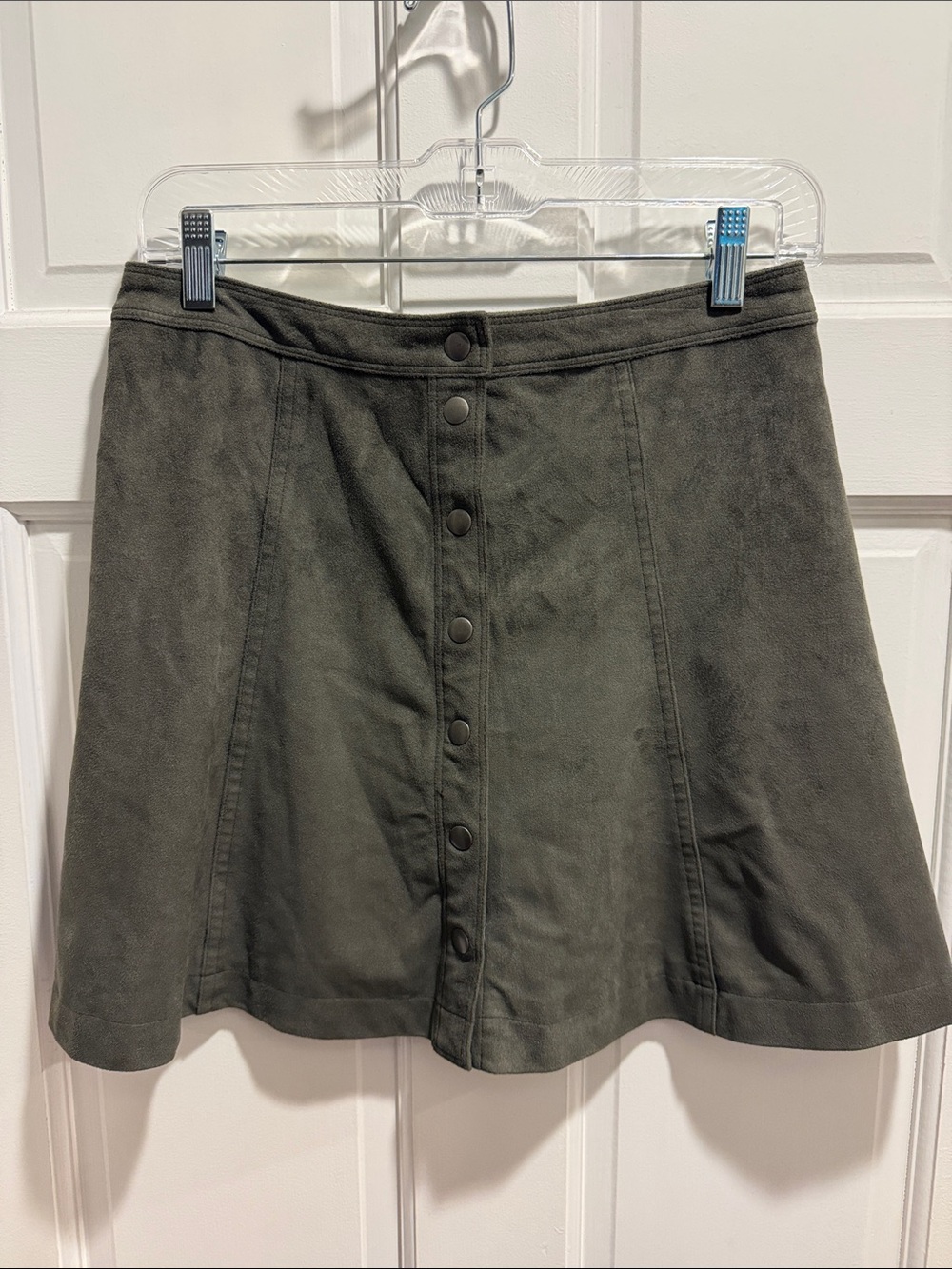 Abercrombie & Fitch Olive Green Button-Front A-Line Skirt